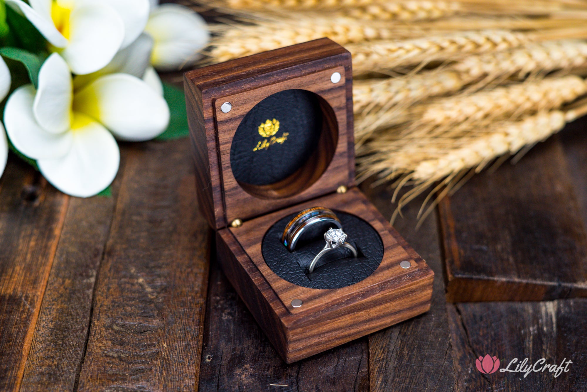 custom wedding ring box for two rings