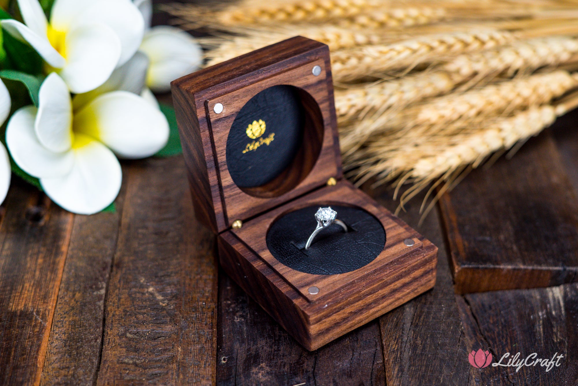 walnut engagement wooden ring box