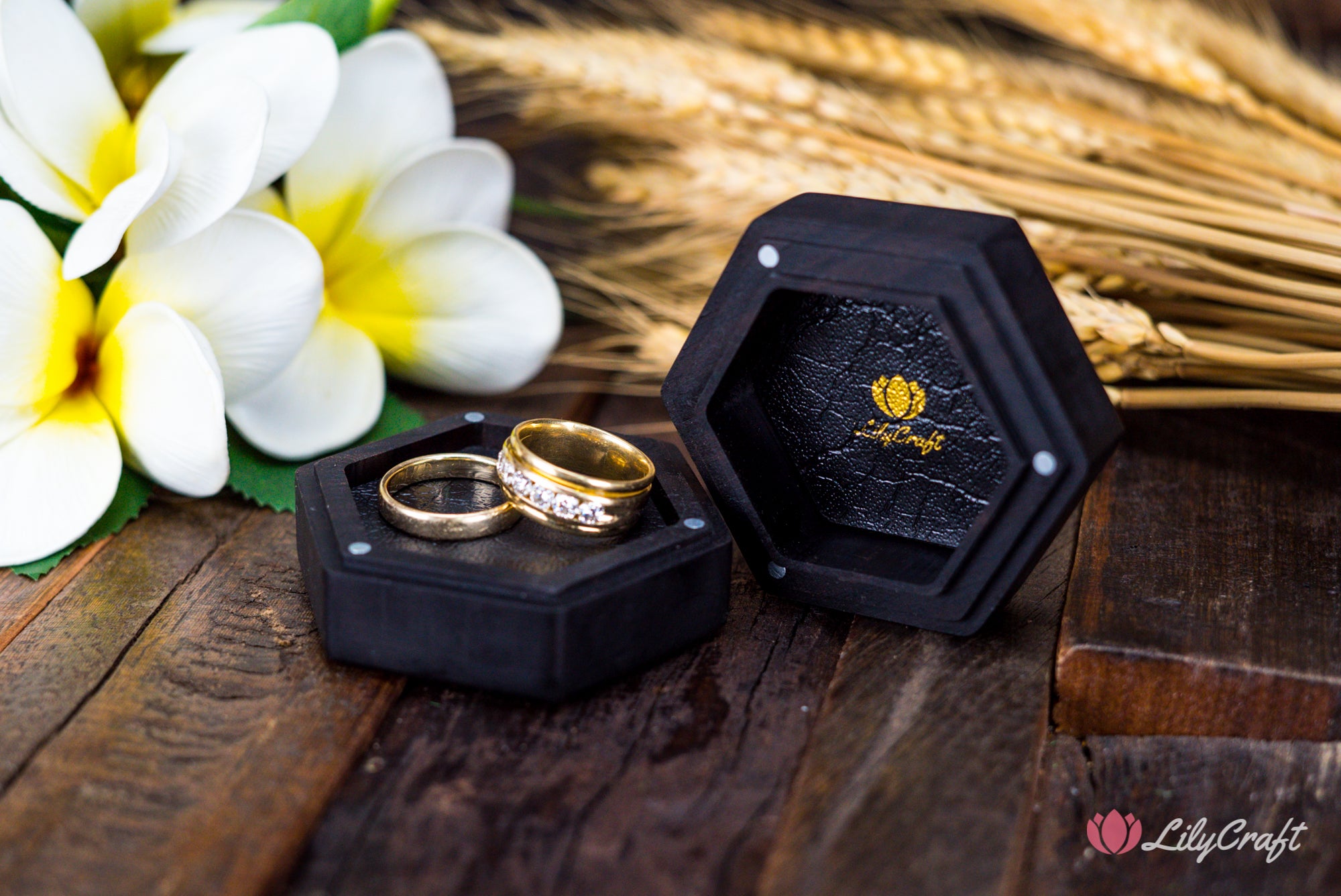 personalized wedding ring box, ebony