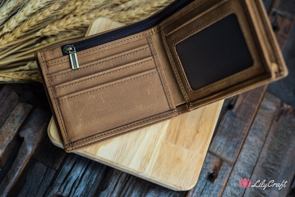 light brown mens rfid wallet