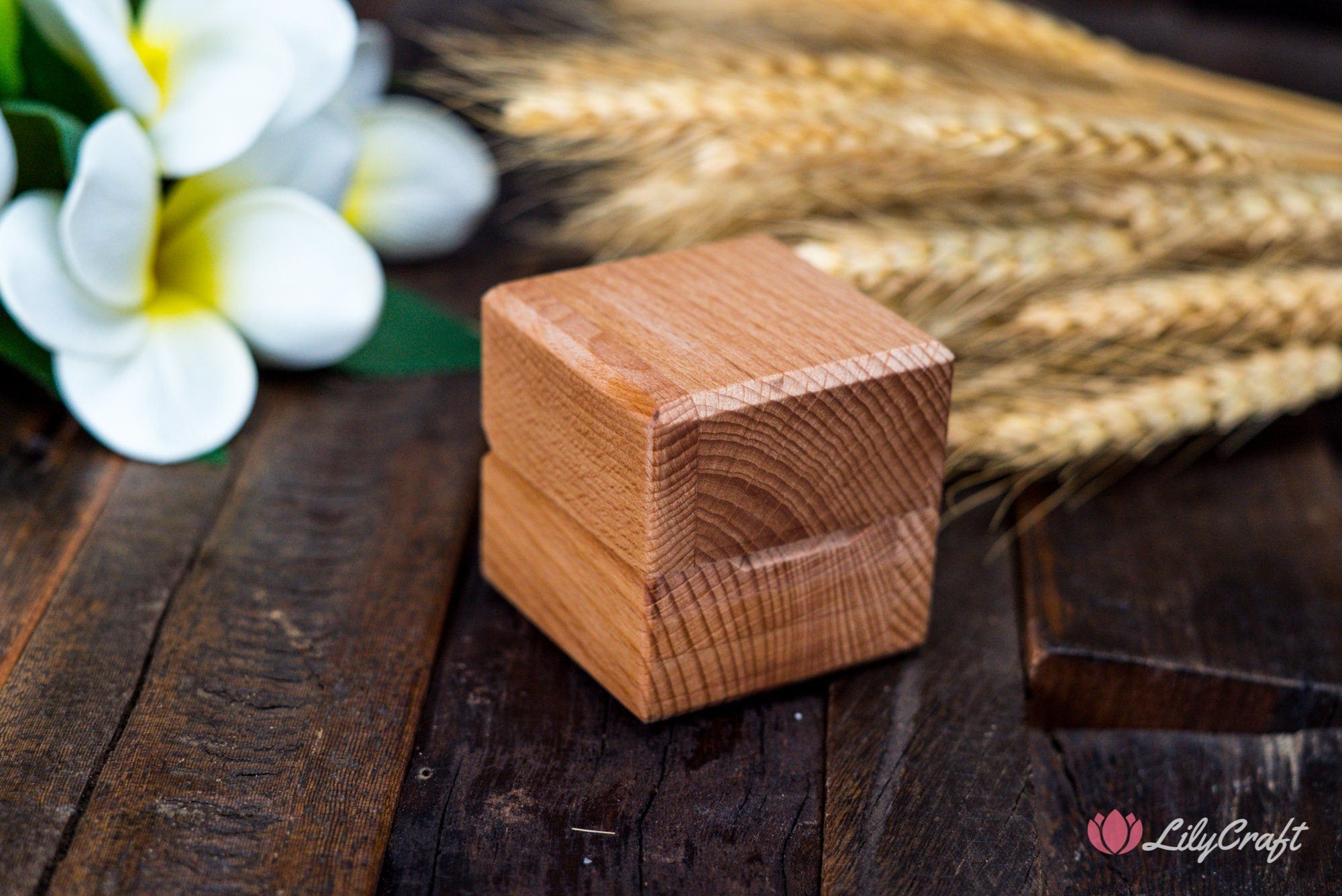 Small Engagement Ring Box. Wooden Engraved Wedding Proposal Ring Box.